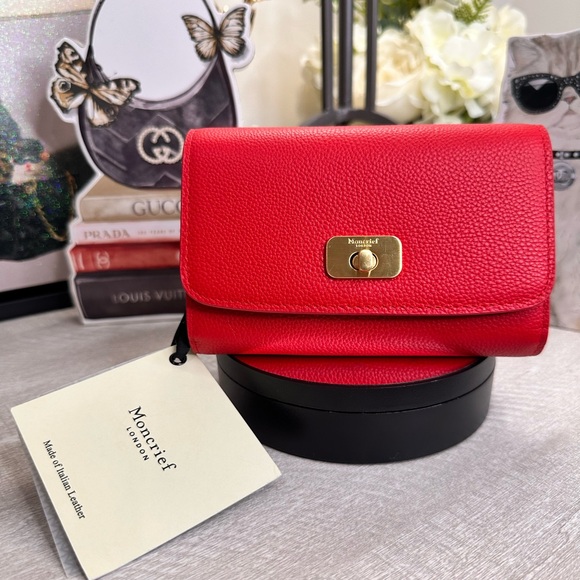 Moncrief London Handbags - Moncrief London Larissa Style Wallet in Cherry Red. British Luxury Brand.